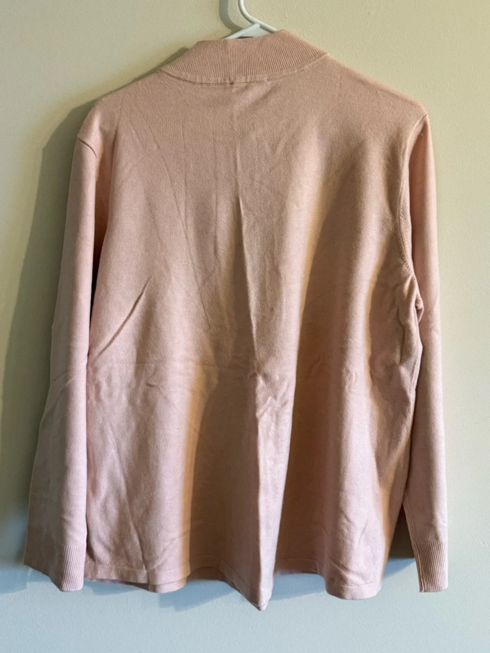 NWT Chico's Pink Cashmere Blend Luxe Metallic-Trim Quarter Zip Pullover Size XL - Picture 5 of 6